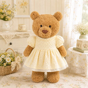 Large Bartholomew Bear & 16" Plush Clothes Outfit - Cream Puff Dress